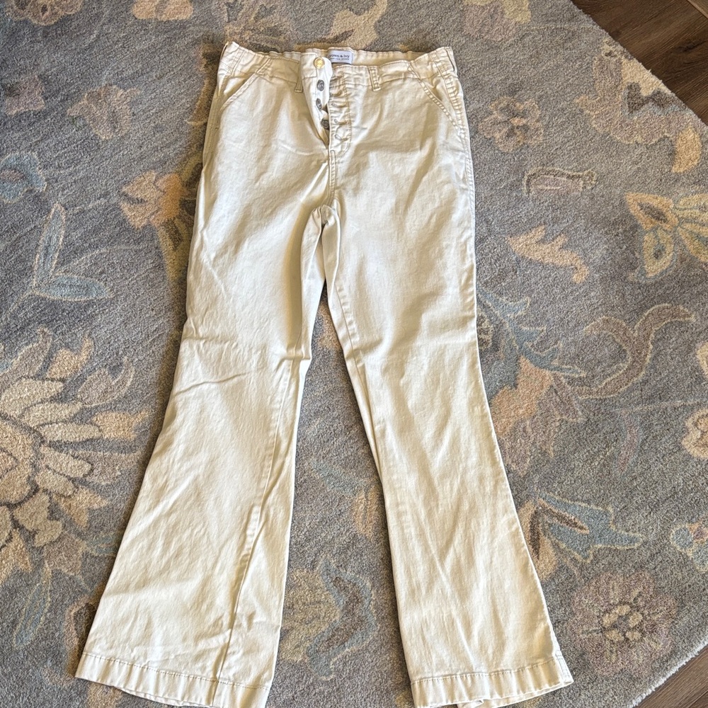 Crown & Ivy Cream Flare Jeans